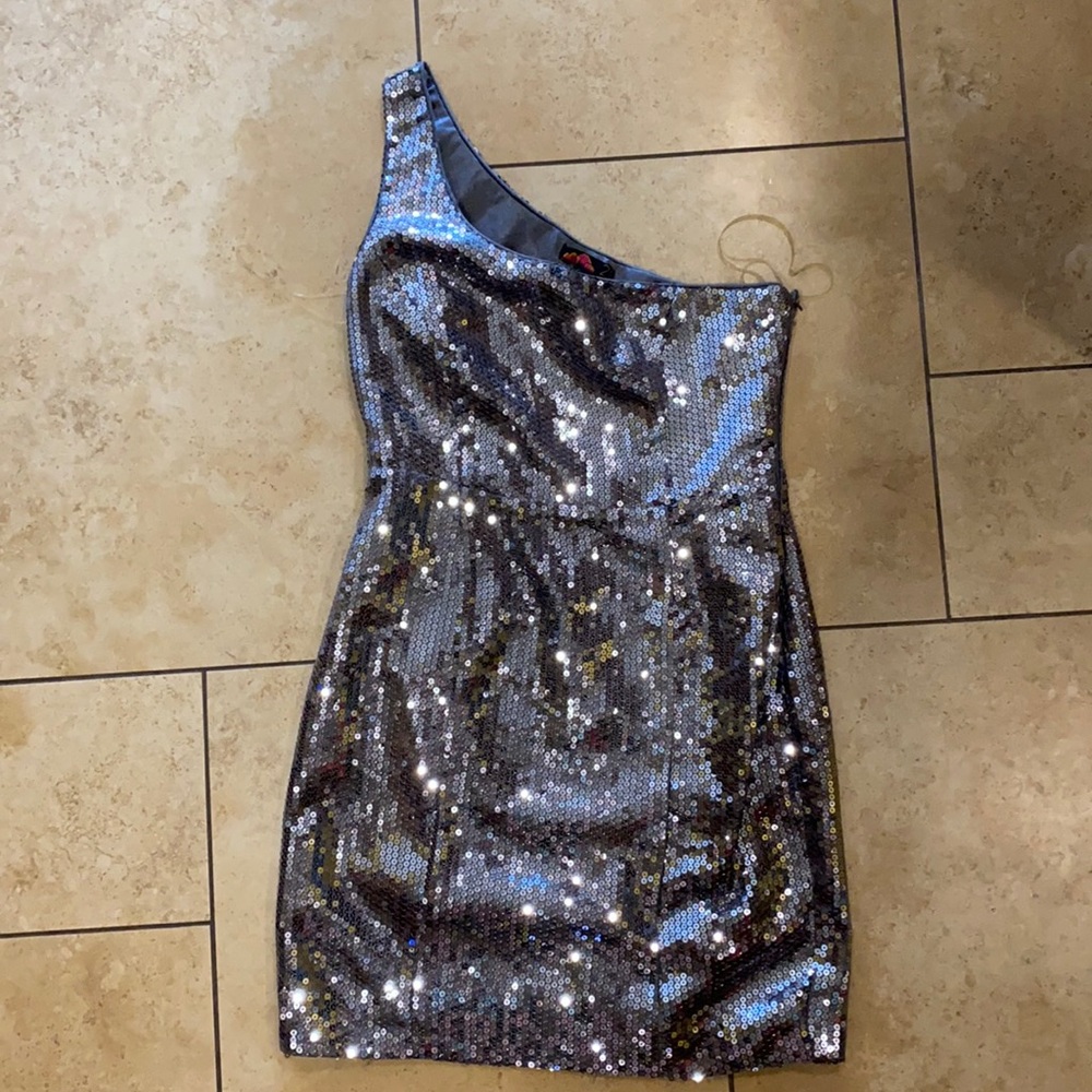 Silver sequin cocktail dress